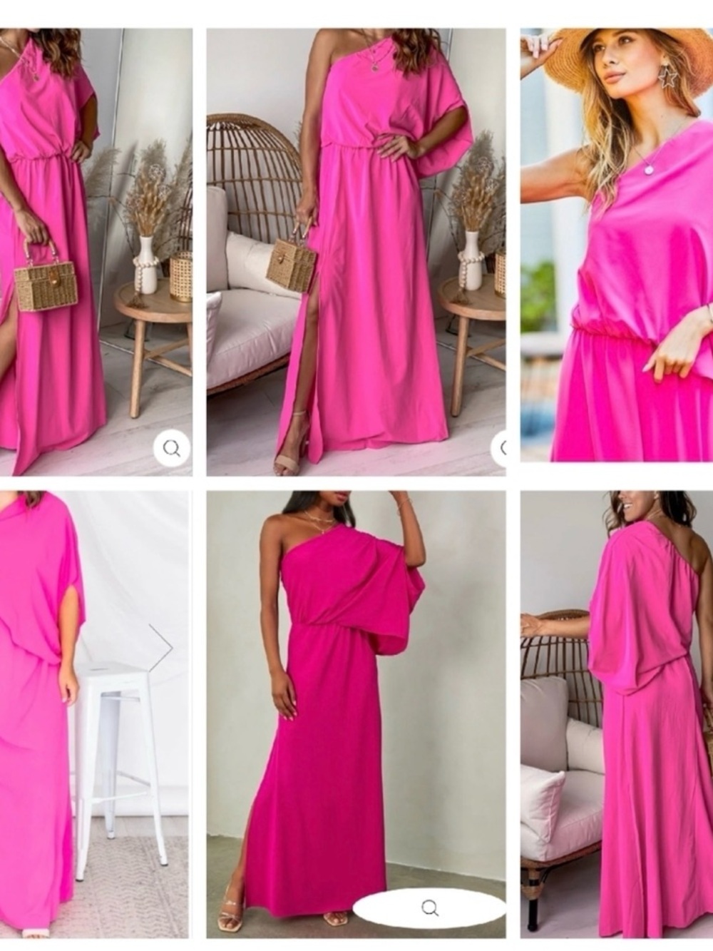 Main Strip Hot Pink One-Shoulder Maxi Dress
